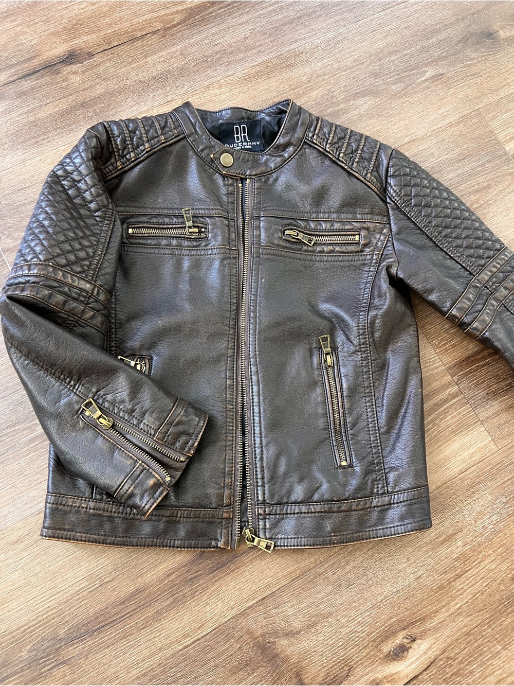 BR Faux Leather Moto Jacket - Dark Brown